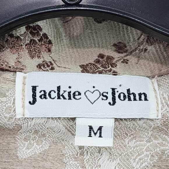 Jackie Loves John women's Linen Blend Embroidered  Button Front Jacket - M - Picture 7 of 9
